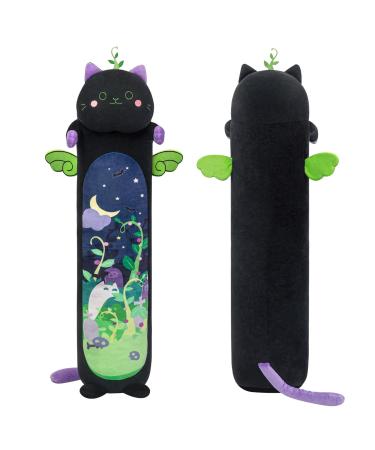 Mewaii 36in Long Devil Mint Cat Plush Pillows Stuffed Animals Squishy Pillows - Plushie Cute Kitty Sleeping Hugging Plush Pillow Soft Toys for Kids(Black) Black mint 36inch/90cm