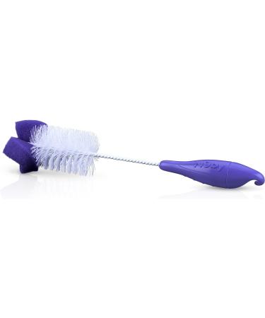 Nuby 2-Pack Bottle and Nipple Brush with Sponge Tip - Fuchsia/Purple (2 Count) - Buy Online on SooperMarket.com