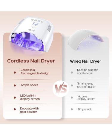 BOLASEN Cordless Rechargeable UV Nail Lamp - 54W Wireless LED Nail Dryer for Gel Nails Portable & Professional Curing Light with Metallic Reflector - Perfect for Home & Salon Use - Buy Online on SooperMarket.com
