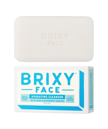 BRIXY Hydrating Facial Cleansing Bar For Dry Skin Aloe and Raspberry Seed Oil To Soothe And Moisturize Ceramide & Niacinamide Support A Heathy Skin Barrier Soap Free & pH Balanced