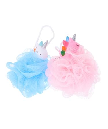 Cabilock 2Pcs Unicorn Bath Ball Bath Toys Spa Puff Scrubber Mesh Bath Mesh Bulk Puffs Shower Body Scrubber loofah soap Body wash Children Bath Exfoliating Scrubbers PVC Baby Sponge Tennis