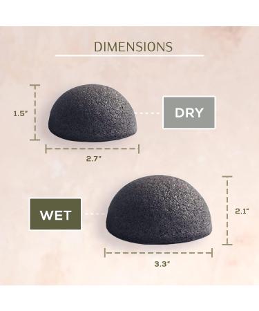CSM Organic Konjac Sponges 3-Pack - Gentle Exfoliating Facial Cleansing Sponge with Activated Bamboo Charcoal - Natural Sponge Set for Pore Cleansing and Impurity Removal - Buy Online on SooperMarket.com