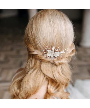 Bride Hair Clip Wedding Hair Clip Flower Wedding Hair Piece for Bride Hair Comb Barrette Bridal Hair Accessories Gold Bride Hair Clip - Buy Online on SooperMarket.com