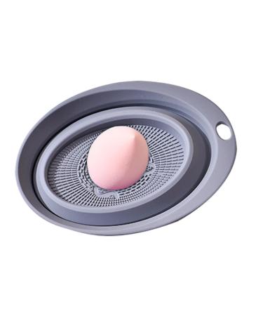 Kasmole Silicone Brush Cleaning Pad | Silicone Pad Scrubber - Portable Silicone Cleaning Bowl for Makeup Brushes and Eggs Cosmetic Make up Brush Cleaner for Girls Grey