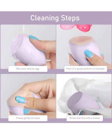 Makeup Sponge Blender 4 Pcs Beauty Blender Foundation Sponges Set with 1 Sponge Holder Case Professional Non Latex Beauty Applicator Set for Cream Liquid and Powder (Purple) - Buy Online on SooperMarket.com