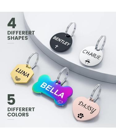ID Tags for Dogs Cats - YEHANTI Personalised Dog Tag Engraved Stainless Steel Dog Tags Cat Tags for Pets with Various Cute and Beautiful Icons ID Name Tags for Dog Doggy Cat Kitten Heart - Buy Online on SooperMarket.com
