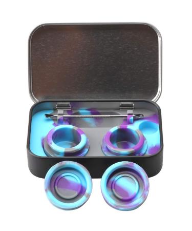 XIFEI portable stainless steel tin box 2-5ml silicone container jars non-stick storage wax carrying case with extra stainless steel spoons (5 colors)