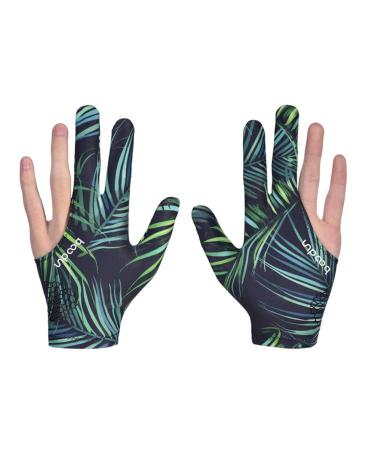 EXCEART Elastic 3 Fingers Show Gloves Billiard Shooters Carom Pool Snooker Cue Sport Gloves Wear on The Right or Left Hand (Leaves) Picture 1