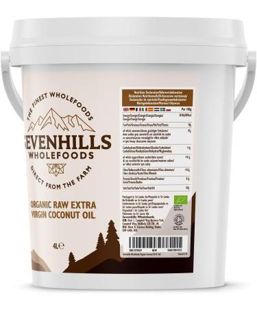 Sevenhills Wholefoods 4L Organic Extra Virgin Raw Coconut Oil - Cold-Pressed | Cooking, Baking, Skin Moisturizer, Hair Conditioner | Recyclable Tub - Buy Online on SooperMarket.com