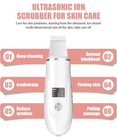 Skin Scrubber 4 in 1 600mAh LED Facial Spatula for Pore Cleaner with Curved Blade Removing Blackhead USB Rechargeable Skin Care Portable Pore Extractor (White) Face Scraper Tool - Buy Online on SooperMarket.com