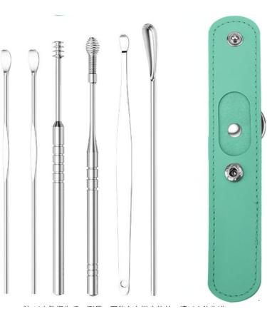 ZELLYA 6-Piece Earpick Set for Adult Home Use | Portable Keychain Spiral Ear Picking Tools - Green - Buy Online on SooperMarket.com