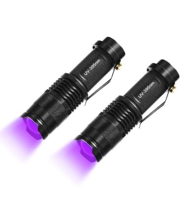 Fulighture UV Torch 2 Pack Pets Black Light 3 Modes Lights 395nm Dogs/Cats Urine Detector Ultraviolet Flashlight Find Dry Stains on Carpets/Rugs/Floor Operated by AA Batteries (Not Included)