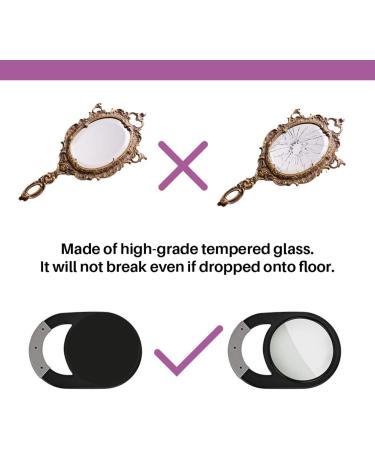 Shatterproof Unbreakable Hand Mirror with Anti-Slip Silicone Handle Grip - Black - Buy Online on SooperMarket.com