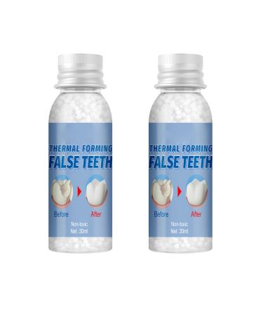 WTTFC provisional dentures 2 bottles of temporary tooth repair berries temporary dental repair kit degradable thermal adhesive pearls for missing broken teeth vampires fake dentures
