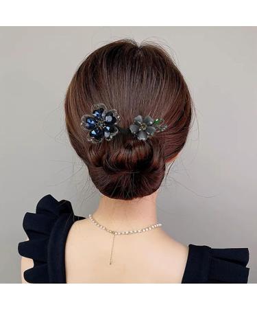 LONGLUAN Rhinestone Flower Hair Clip Elegant Lazy Hair Curler Elegant Meatball Head Hair Anti-Slip Hairpins Reusable Spiral Hair Braid Braiding Clips DIY Hair Styling Accessories (Green) - Buy Online on SooperMarket.com
