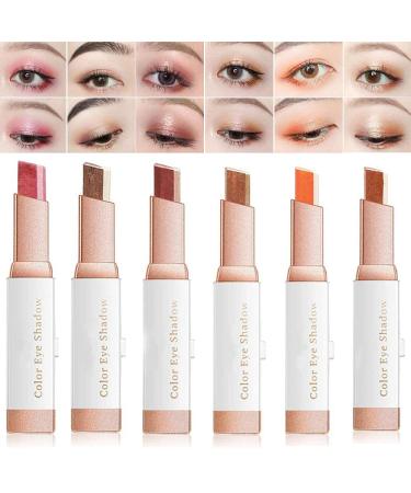 12 Colors Eyeshadow Stick Double Colors Eye Shadow Stick Glitter Shimmer Eyeshadow Gradient Eyeshadow Makeup Stick Waterproof Eyeshadow Eye Shadow Pen Stick for Eye Make up