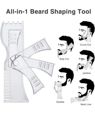 Huaxingda Beard Alignment Tool | Transparent Non-Slip Stencil & Razor - Perfect Mustache & Beard Grooming Kit - Buy Online on SooperMarket.com