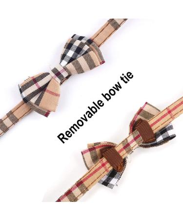 SuperBuddy Cute Bow Bell Cat Collar - 2 Pack Plaid Kitten Collar with Removable Bowtie for Cats Kittens - Brown-Black - Buy Online on SooperMarket.com