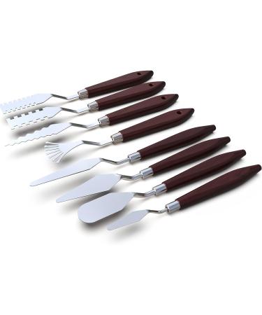 8 Pack Stainless Steel Painting Knife Set with Wood Handle - Professional Palette Knives Spatula for Oil Paint Canvas Artists Beginners - Buy Online on SooperMarket.com
