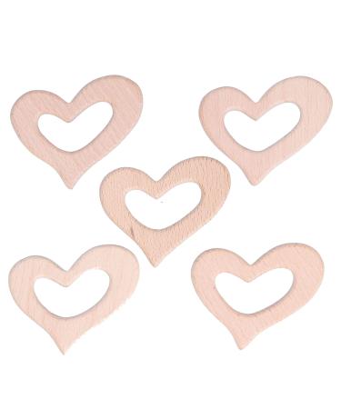 Baby Teethers 5pcs DIY Baby Teether Toy Heart Shaped Polished Necklace Pendant Crafts Accessories