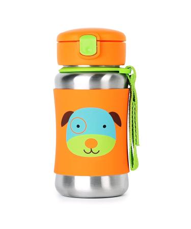 Skip Hop Toddler Sippy Cup with Straw  Zoo Stainless Steel Straw Bottle  Dog