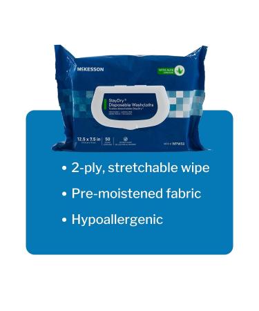 McKesson StayDry Disposable Adult Wipes with Aloe - 300 Total Wipes, Alcohol-Free - 6 Packs - Buy Online on SooperMarket.com