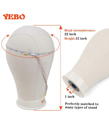 YEBO 21 Inch Polyurethane Canvas Block Head Wig Display with Stand - White - Buy Online on SooperMarket.com