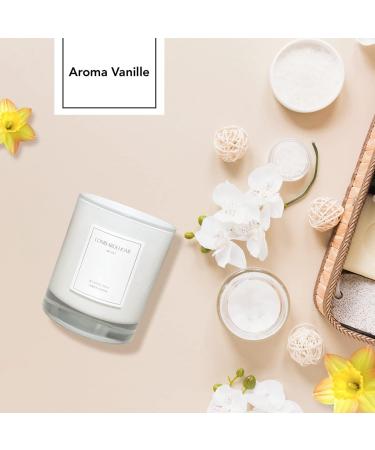 Lombardi Home Vanilla Fragrance Candle - Vegan & Organic Soy Wax in White Glass Vessel | 46h Burn Time - Perfect Home Decor Gift - Buy Online on SooperMarket.com