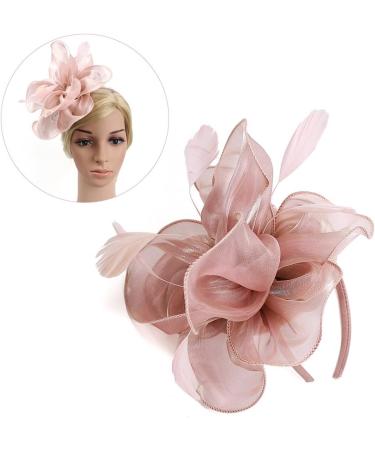 FRCOLOR Fascinator Feather Headband / Clip Party Wedding Royal Ascot Races Hair Accessories Headdress (Nude Pink) - Buy Online on SooperMarket.com