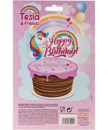dekora - Cake Decoration Birthday Happy Birthday Cake Topper Unicorn Tesia Made of Paper - 17.5 x 15 cm - Buy Online on SooperMarket.com