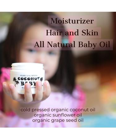 Organic Coconut Baby Oil for Hair & Skin - All Natural, Moisturizing, Gentle Massage Oil - Infused with Sunflower & Grape Seed Oils - 2 fl oz - Buy Online on SooperMarket.com