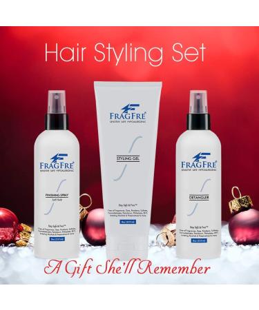 Hair Styling Set for Sensitive Skin 8 oz/ea (3-Pack Gift Set) - Detangler-Styling Gel-Finishing Spray - Fragrance Free Paraben Free Hypoallergenic - No Burning or Itching Hair Styling - Vegan - Buy Online on SooperMarket.com