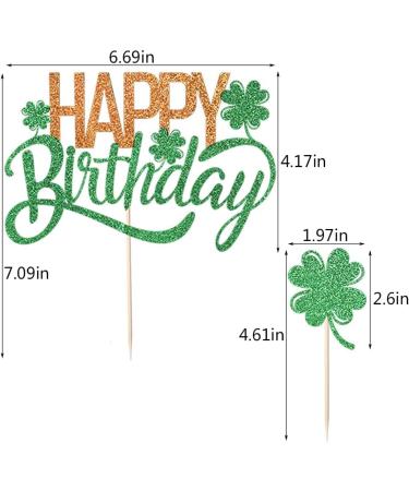 Qertesl St. Patrick's Day Happy Birthday Cake Topper Green shamrock cupcake decoration St. Patrick's Day Family Birthday Party Decorations Irish Party Supplies Decoration (green1) - Buy Online on SooperMarket.com