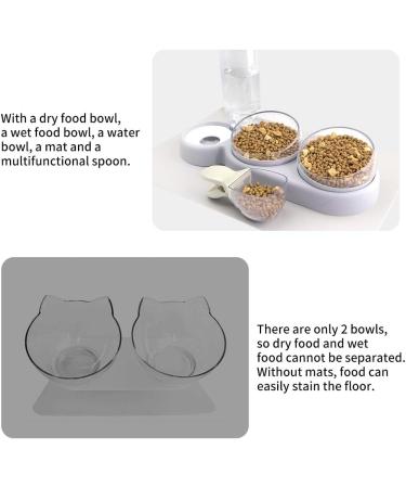 NATRUTH Cat Bowls Gravity Water & Double Food Triple Bowls Set with Mat & Spoon - Ideal for Wet/Dry Feeding - Grey - Buy Online on SooperMarket.com