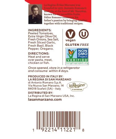 Authentic 24 Ounce Marinara Pasta Sauce - Made in Italy with San Marzano Tomatoes (Pack of 3) - Buy Online on SooperMarket.com