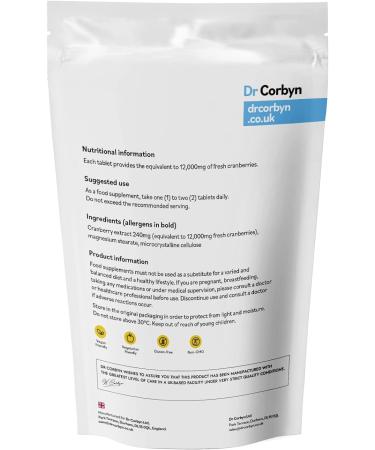 Dr Corbyn Cranberry 12,000mg - 120 Tablets | High-Strength Daily Cranberry Supplement for Urinary Tract & Bladder Health | Vega & UK Made - Buy Online on SooperMarket.com
