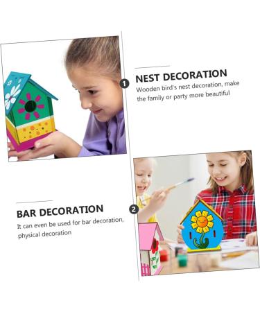 Unomor 2-Station DIY Wooden Bird Nest & House for Little Birds - Unfinished Birdhouses for Crafting - Buy Online on SooperMarket.com