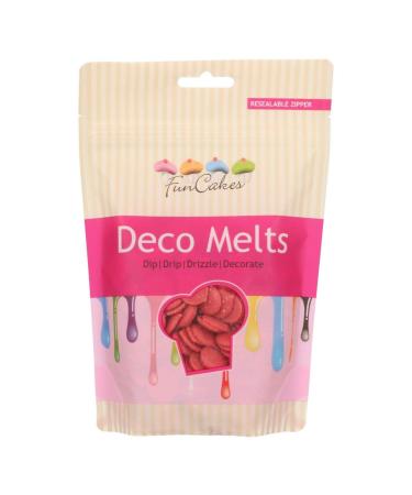 FunCakes Deco Melts Red - Dip Drip Drizzle and Decorate Melt in The Microwave and Pour in Every Shape Make Candy Drip Cakes Lollipops and Decorate Cakes Cookies and Cupcakes AZO Free 250 g