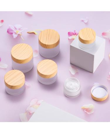 6-Pack 30ml Glass Jars with Wooden Covers - Travel Containers for Cosmetics Lip Balm & Creams | Ideal for Sampling - Buy Online on SooperMarket.com