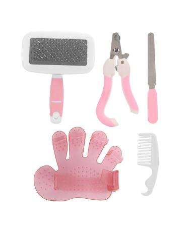 5Pcs Rabbit Grooming Kit Small Animal Grooming Kit Rabbit Brush for Shedding with Bunny Nail Clipper Rabbit Nail Trimmers Pet Combs for Small Animal Hamster Guinea Pig Ferret(Small Pink)