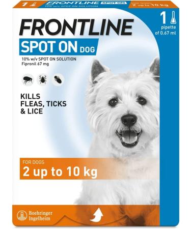 FRONTLINE SPOT ON SMALL DOG 2 10KG FLEA TICK & MITE KILLS & PREVENTS (X1 PIPETTE PACK)