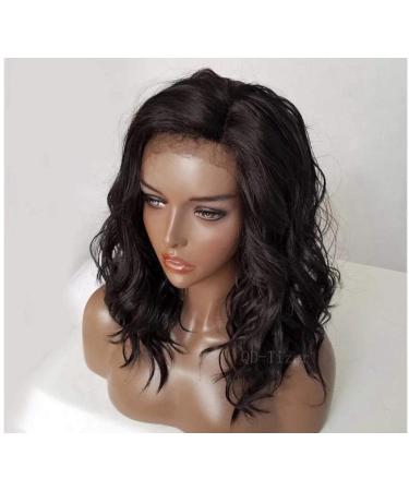 BGHJUE N WIG Stylish and Natural Black Roll Short synthetic wig with side fringe blend 50% human hair high density gluely wigs for women