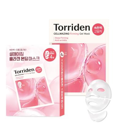 Torriden CELLMAZING Low Molecular Collagen Firming Gel Sheet Mask 4 Sheets | Dual Wrinkle Improvement Benefits From Face to Neck | Minimize Pores & Wrinkles | Intense Hydration Cruelty Free