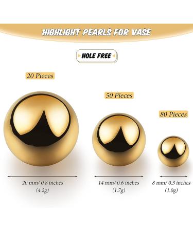 Junkin 150-Piece Gold Faux Pearl Vase Filler for Home Party Wedding Decor - Round Pearls in Mixed Sizes - No Hole Gloss Makeup Beads - 8/14/20 mm - Buy Online on SooperMarket.com