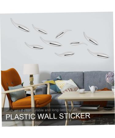 Cabilock Supplies Plastic Cm Plating Accessories DIY Wall Surface Decor Abs Silver Fish Abstract Mirror 13x3 cm Silver - Buy Online on SooperMarket.com