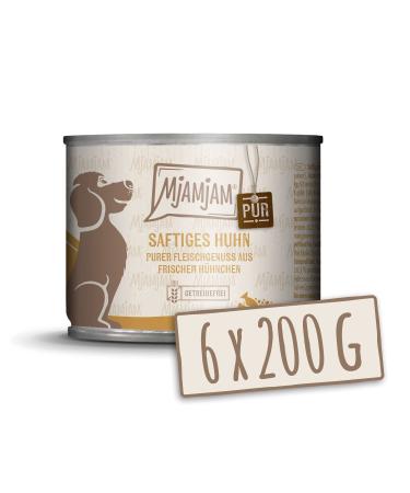 Mjamjam - Premium wet feed for dogs - juicy chicken pure 200g 6 Pack (6 x 200g) natural lamps with extra meat chicken 200 g (6 Pack)