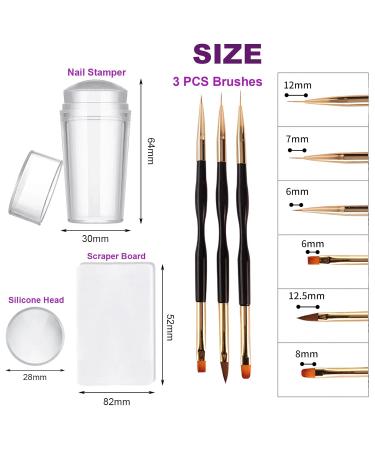 Famidiqgo Nail Stamper Set - French Tip Nail Art Kit with Clear Jelly Stamper Scraper & 3 Double-Ended Brushes for DIY Manicures - Buy Online on SooperMarket.com