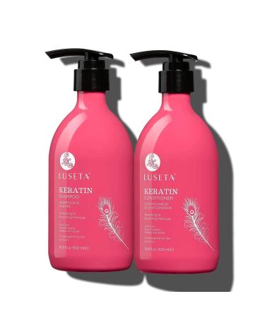 Luseta Keratin Shampoo and Conditioner for Color Treated Damaged & Dry Hair, Keratin Hair Treatment for Smoothing & Nourishing, Free of Sulfates, Paraben and Gluten 2 X 16.9Oz Keratin Smooth 16.9 Fl Oz (Pack of 2)