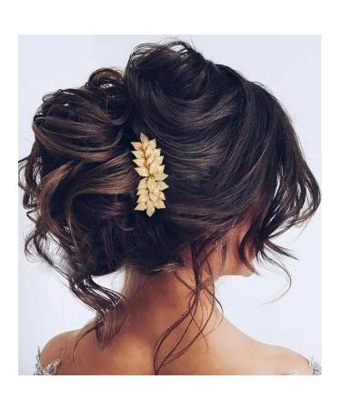 Gorais Leaf Bride Wedding Hair Comb - Bridal Hair Piece for Women and Girls in A-Gold - Buy Online on SooperMarket.com