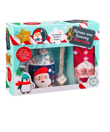 Christmas Eve Luxury Hot Chocolate Gift Sets | Hot Chocolate and Mini Marshmallow Christmas Hampers | Chocolate Gifts | Christmas Candy Canes | Christmas Eve Box Fillers for Kids | 120g